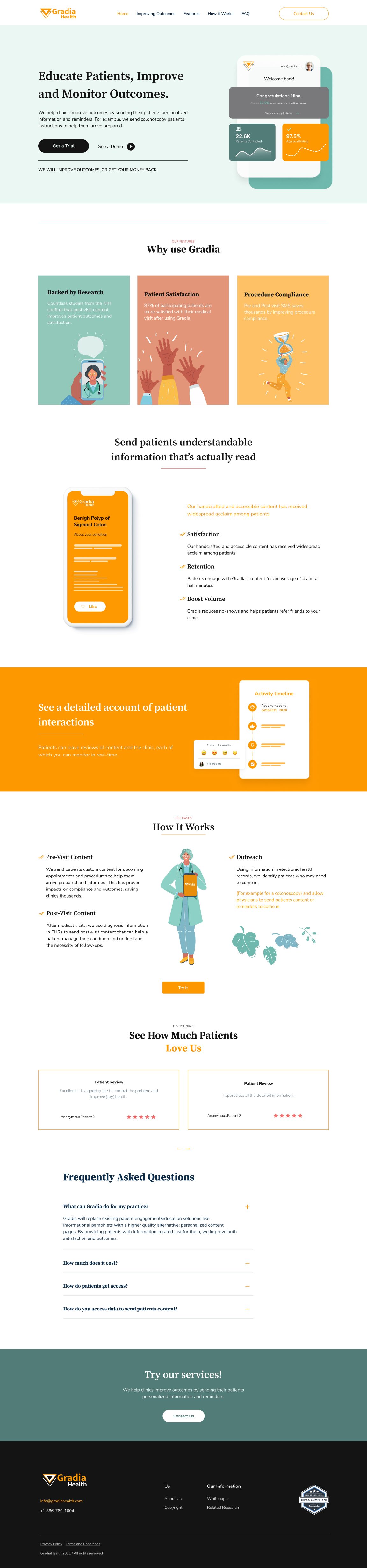 Gradia Health website design: Page direction 6
