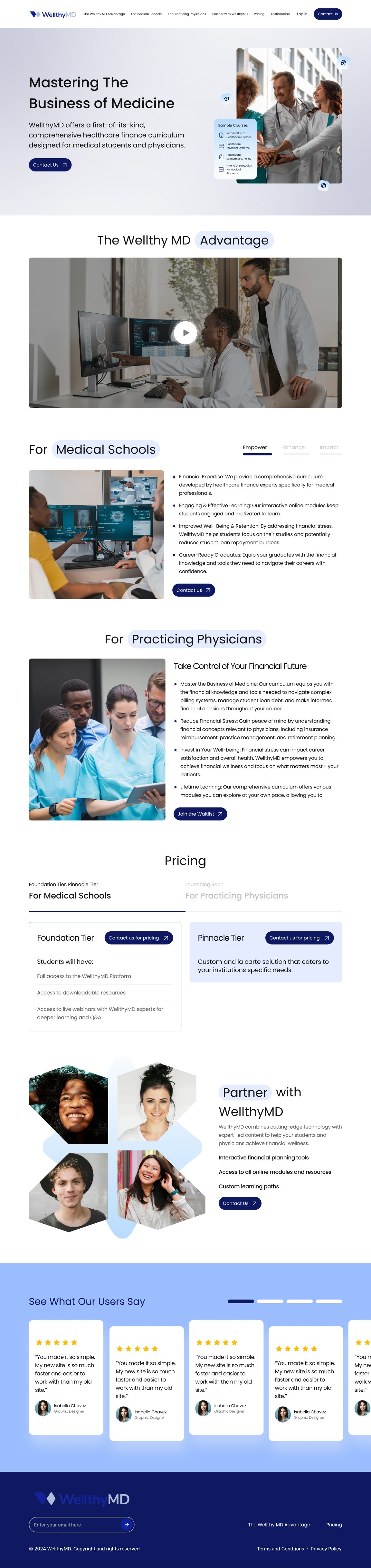 WellthyMD website design: Homepage · version 2